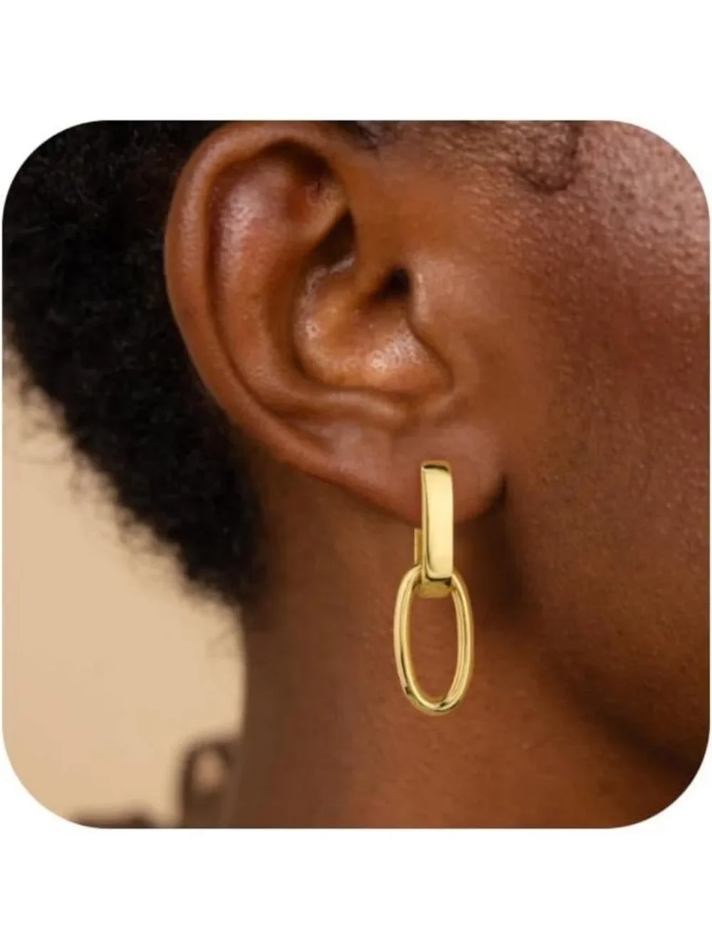Chic Silver Double Hoop Dangle Earrings for Women | Trendy Paperclip Link Design